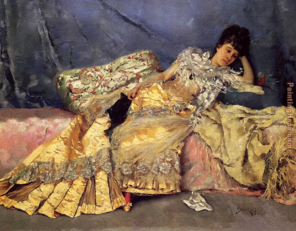 Lady On A Pink Divan painting - Julius LeBlanc Stewart Lady On A Pink Divan art painting